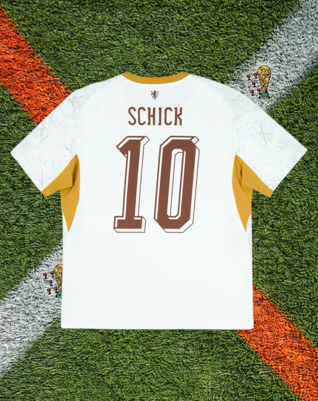 Czech Republic 2026 Away Jersey- Pristine White Mint Marbled Gothic Arch Linear Pattern