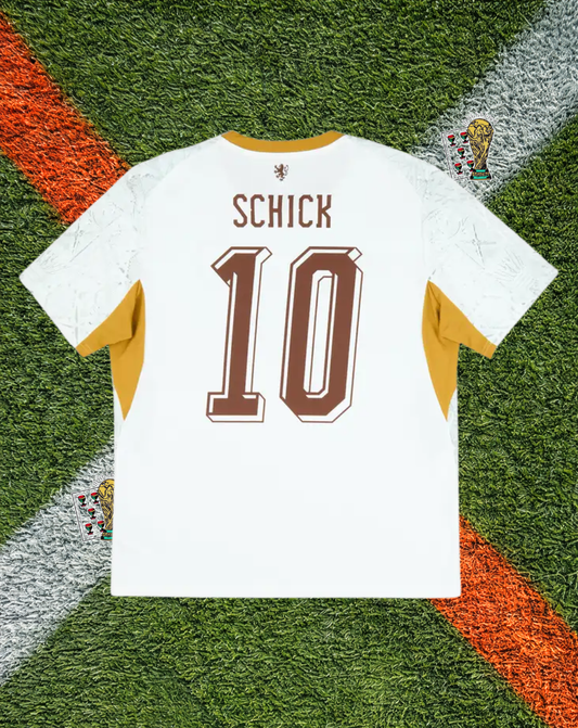 Czech Republic 2026 Away Jersey- Pristine White Mint Marbled Gothic Arch Linear Pattern