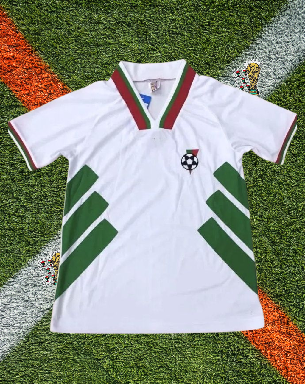 Bulgaria 1994 Home Jersey - Adidas Three Stripes Ribbed Collar Subtle Horizontal Stripe Knit