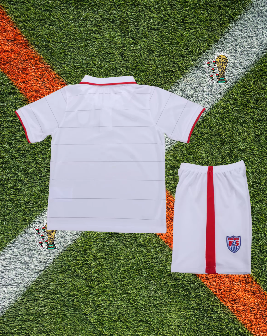 USA 2014 Home Jersey –-Crisp White Subtle Pinstripe Classic Polo- Youth Edition