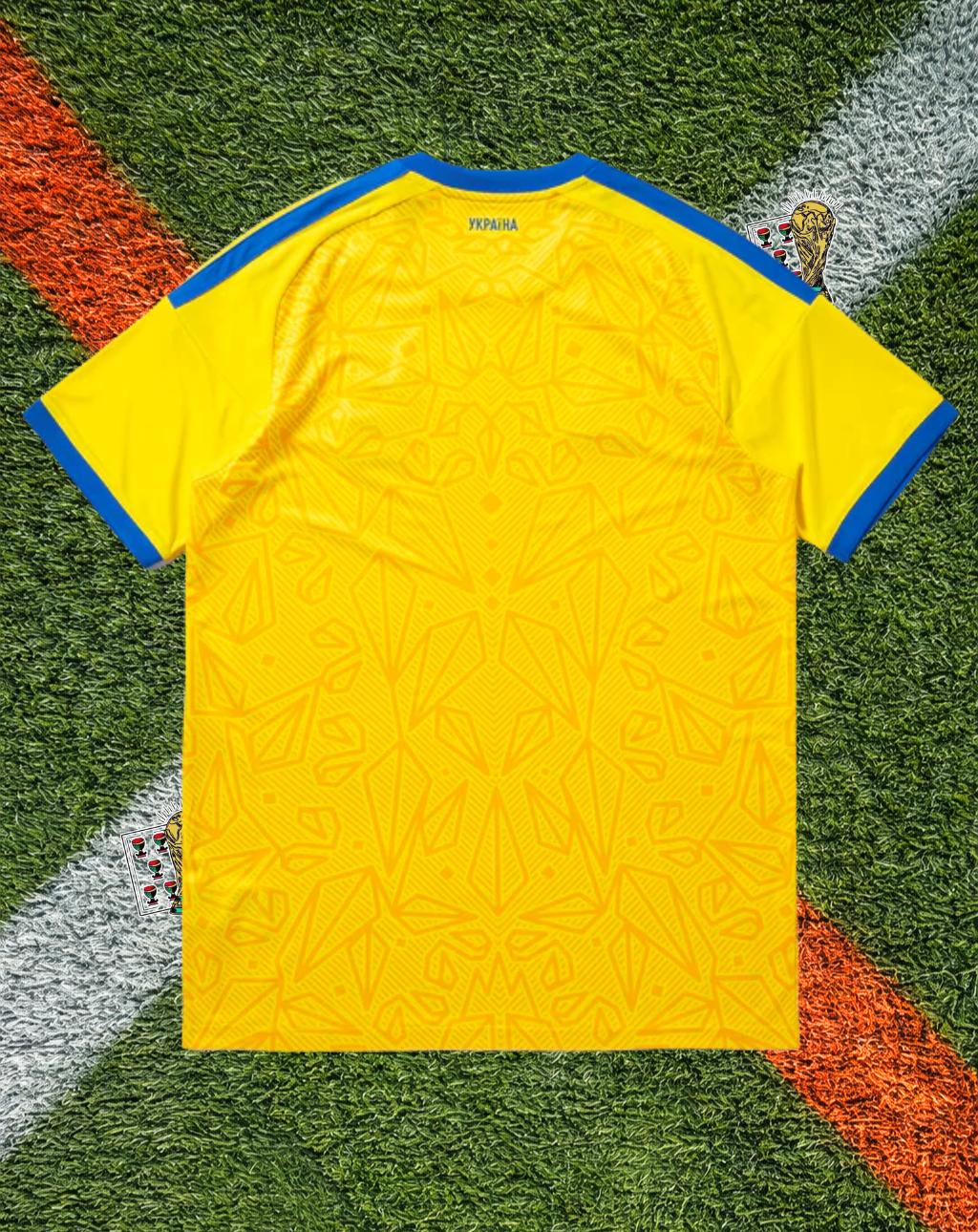 Ukraine 2026 Home Jersey –Vibrant Yellow Electric Blue Accent Geometric Knit Crew Neck