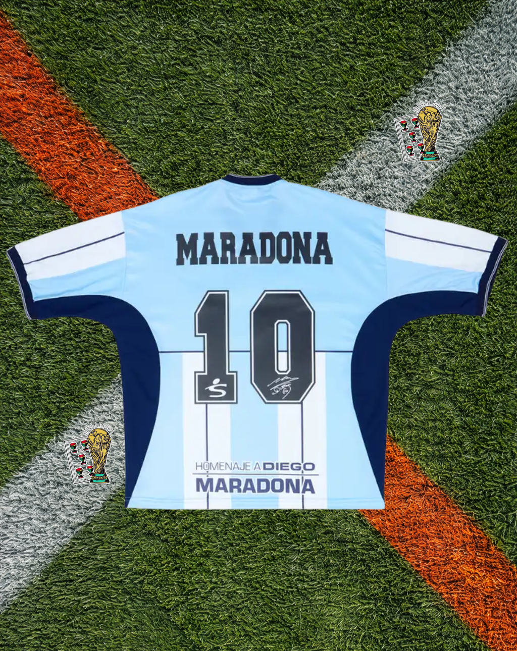 Argentina 2001 Testimonial Maradona #10 – Fila Light Blue & White Tribute Jersey “Homenaje a Diego” Classic Football Shirt