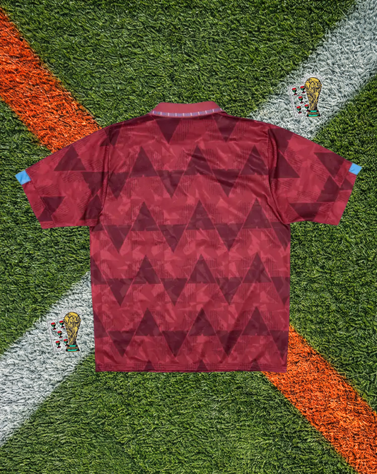 Manchester City 1990-92 Away Jersey – Umbro Maroon & White – Retro Edition