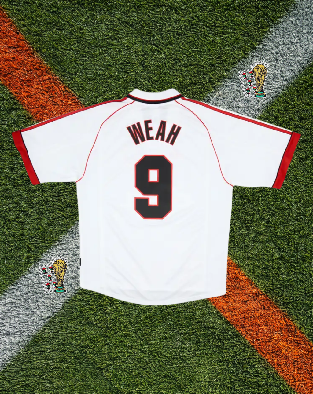 AC Milan 1998–99 Away Jersey – Weah #9- Vintage White Adidas Opel Classic