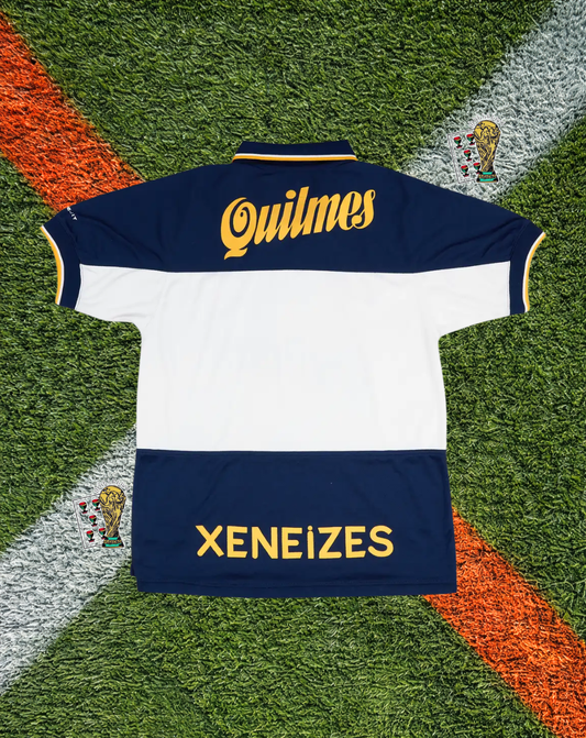 Boca Juniors 1998–1999 Away Jersey –White Middle Stripe- Quilmes Sponsor Edition