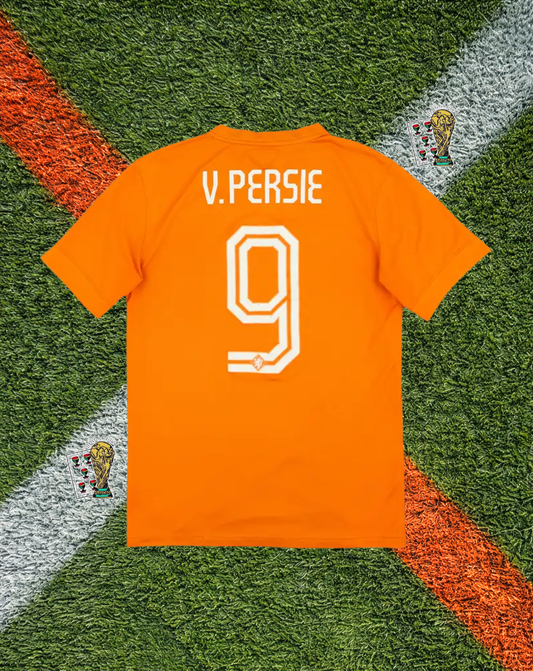 Netherlands 2014 Home World Cup Jersey – V. PERSIE #9 – Brazil 2014 Edition