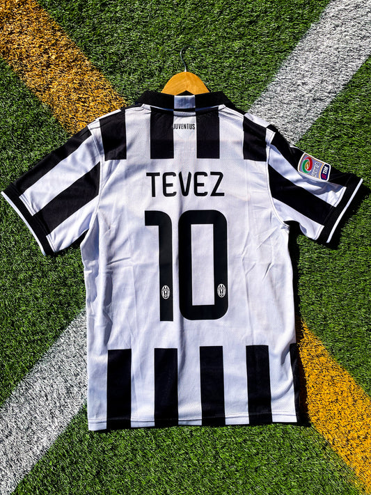 Juventus 2014-15 Home Tevez #10 Vintage Champions League Final Soccer Jersey – Retro Black & White Classic - Five Of Cups Official