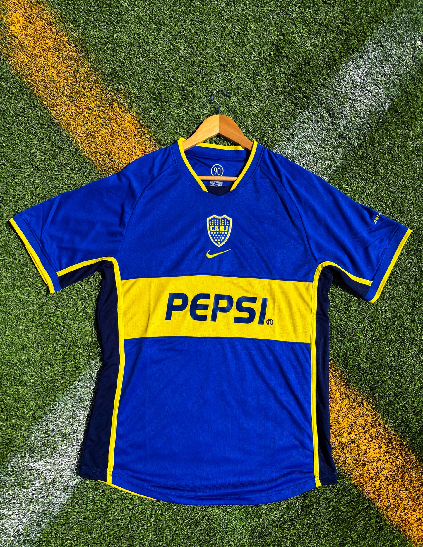 Boca Juniors 2001/2002 Home Jersey – Libertadores Champions Vintage Blue & Gold Classic - Five Of Cups Official