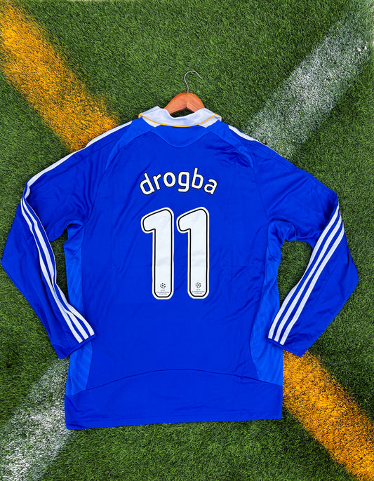 Chelsea 2007–2008 Home Jersey Drogba #11 – Retro Blue Adidas Premier League & Champions League Final Football Shirt - Five Of Cups Official