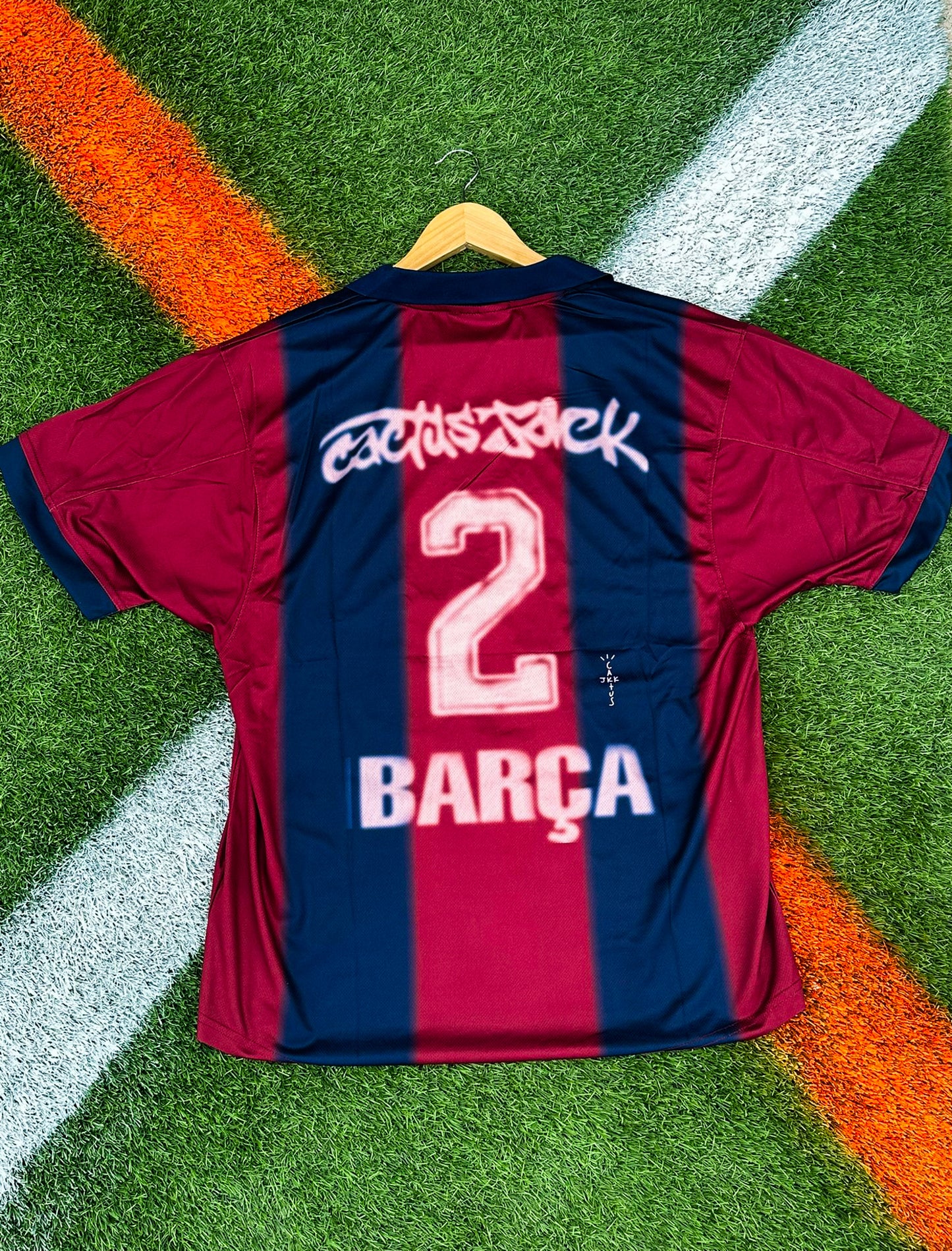 Back of Barca 2024/25 Travis Scott jersey showing unique print and customization options