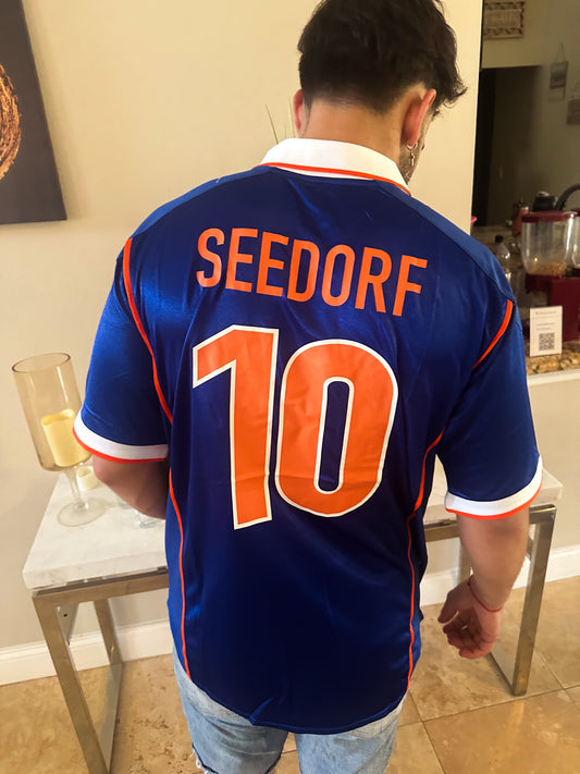 Netherlands 1998 Away Jersey Seedorf #10 β Orange Blue World Cup Nike Football Shirt - Five Of Cups Official