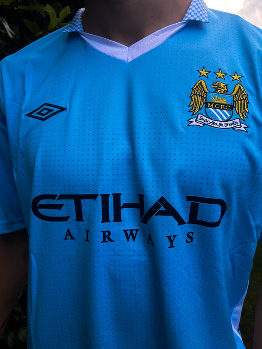 Manchester City 2011–2012 Home Jersey – Balotelli #45 – Sky Blue Premier League Icon - Five Of Cups Official