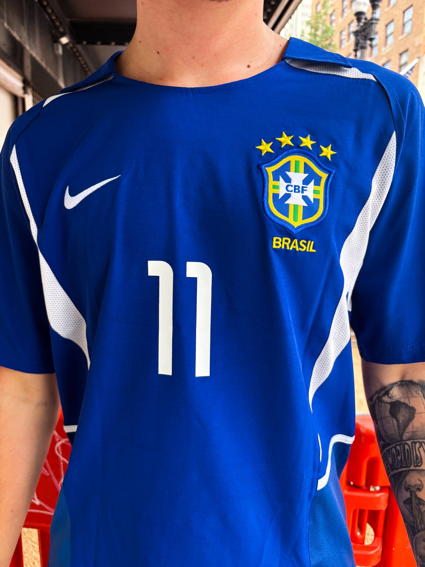 Brazil 2002 Away Ronaldinho #11 Vintage World Cup Champions Soccer Jersey – Retro Seleção Football Kit