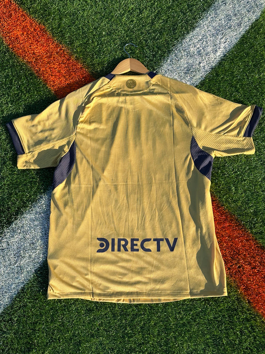 Boca Juniors 2025–2026 Away Jersey – Anniversary Gold & Navy Stripe - Five Of Cups Official