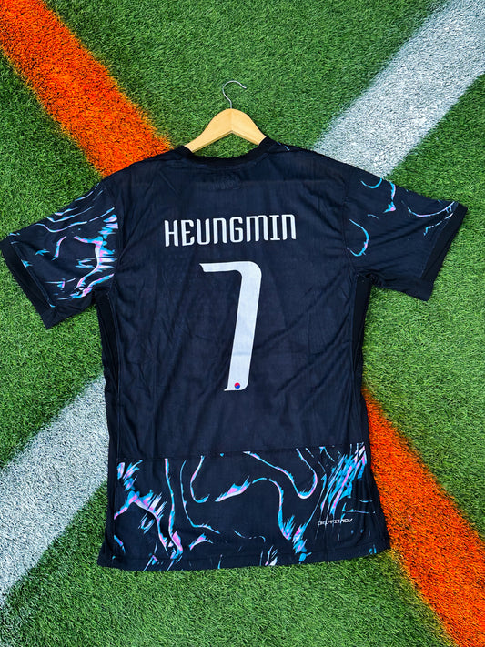 South Korea 2024–2025 Away Jersey – Son Heung‑Min #7 – Bold White & Blue Tiger Kit - Five Of Cups Official