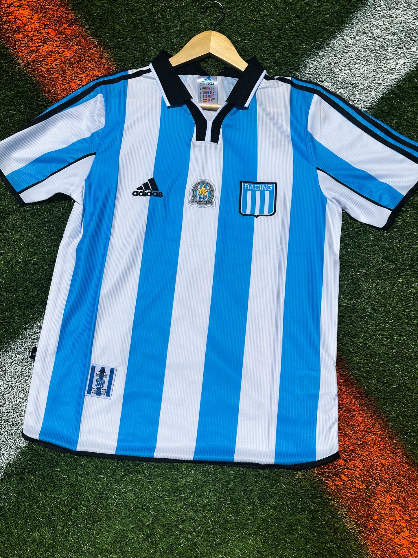 Racing Club 2000–2001 Home Jersey – Classic Sky Blue & White Striped Icon - Five Of Cups Official