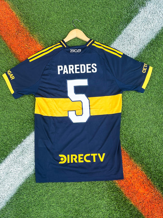 Boca Juniors 2025–2026 Home Jersey- Paredes 5 – Anniversary Navy & Gold Chest Stripe - Five Of Cups Official