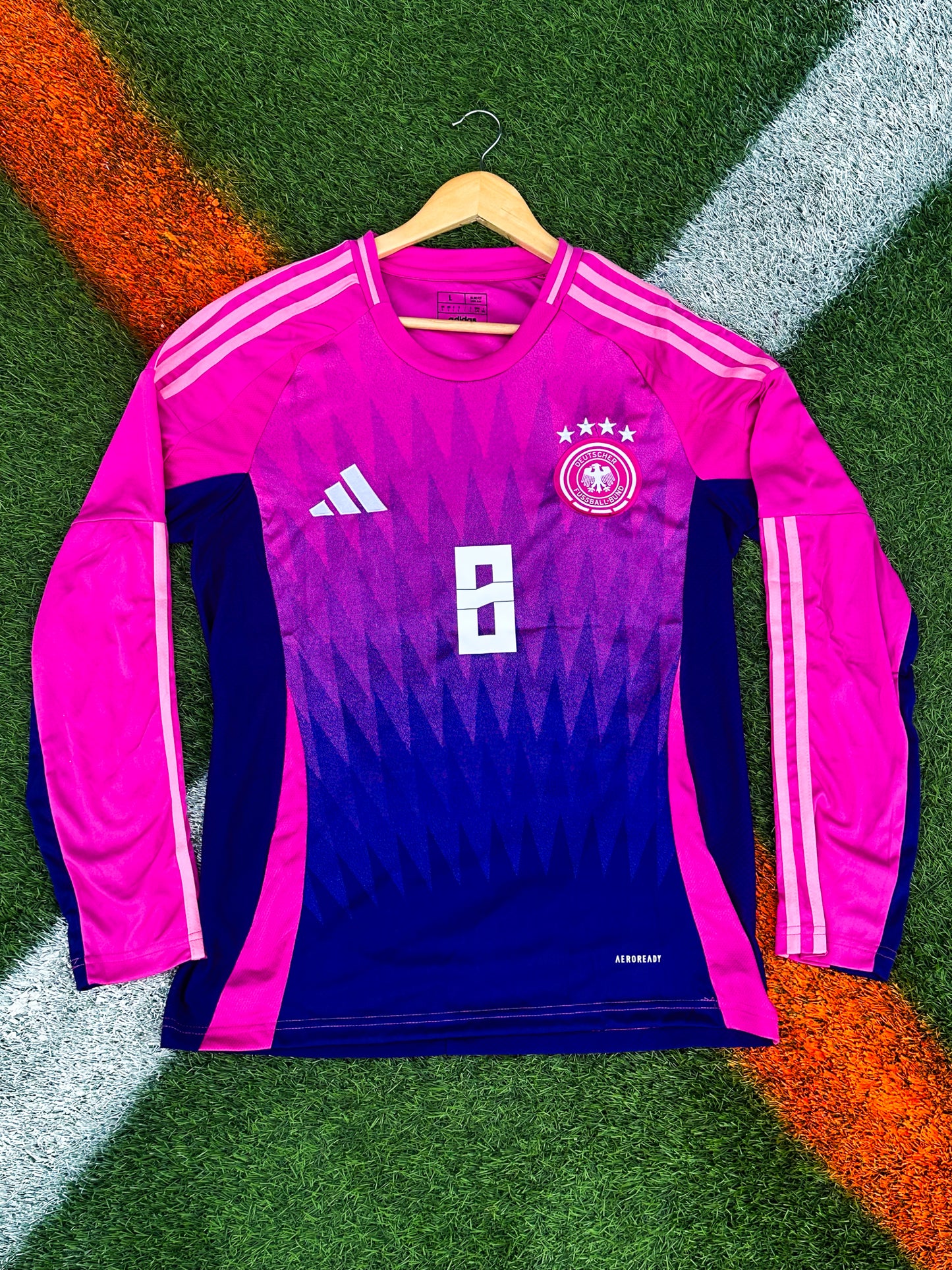 Germany 2024 Away Pink & Purple Adidas Soccer Jersey- Kroos 8– Bold Gradient Kit for the Euros and the Streets