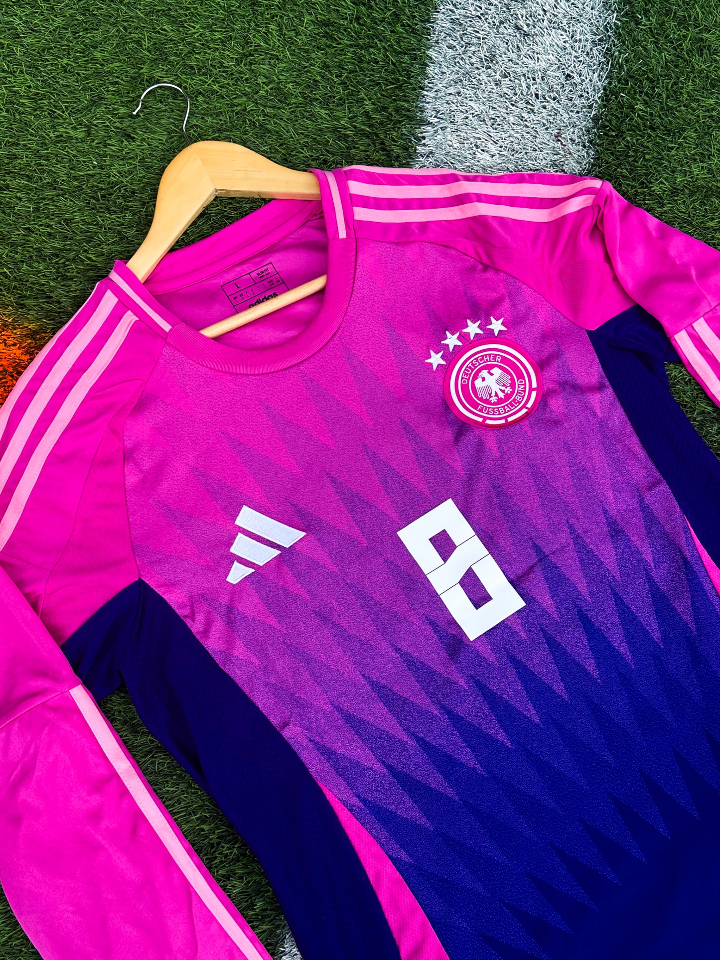 Germany 2024 Away Pink & Purple Adidas Soccer Jersey- Kroos 8– Bold Gradient Kit for the Euros and the Streets