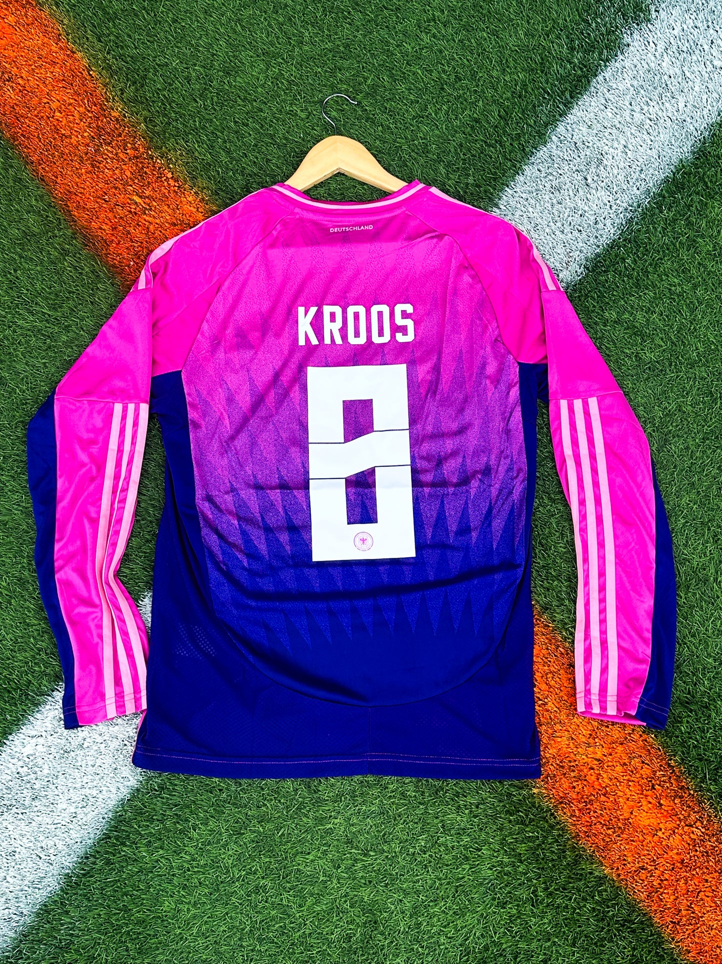 Germany 2024 Away Pink & Purple Adidas Soccer Jersey- Kroos 8– Bold Gradient Kit for the Euros and the Streets