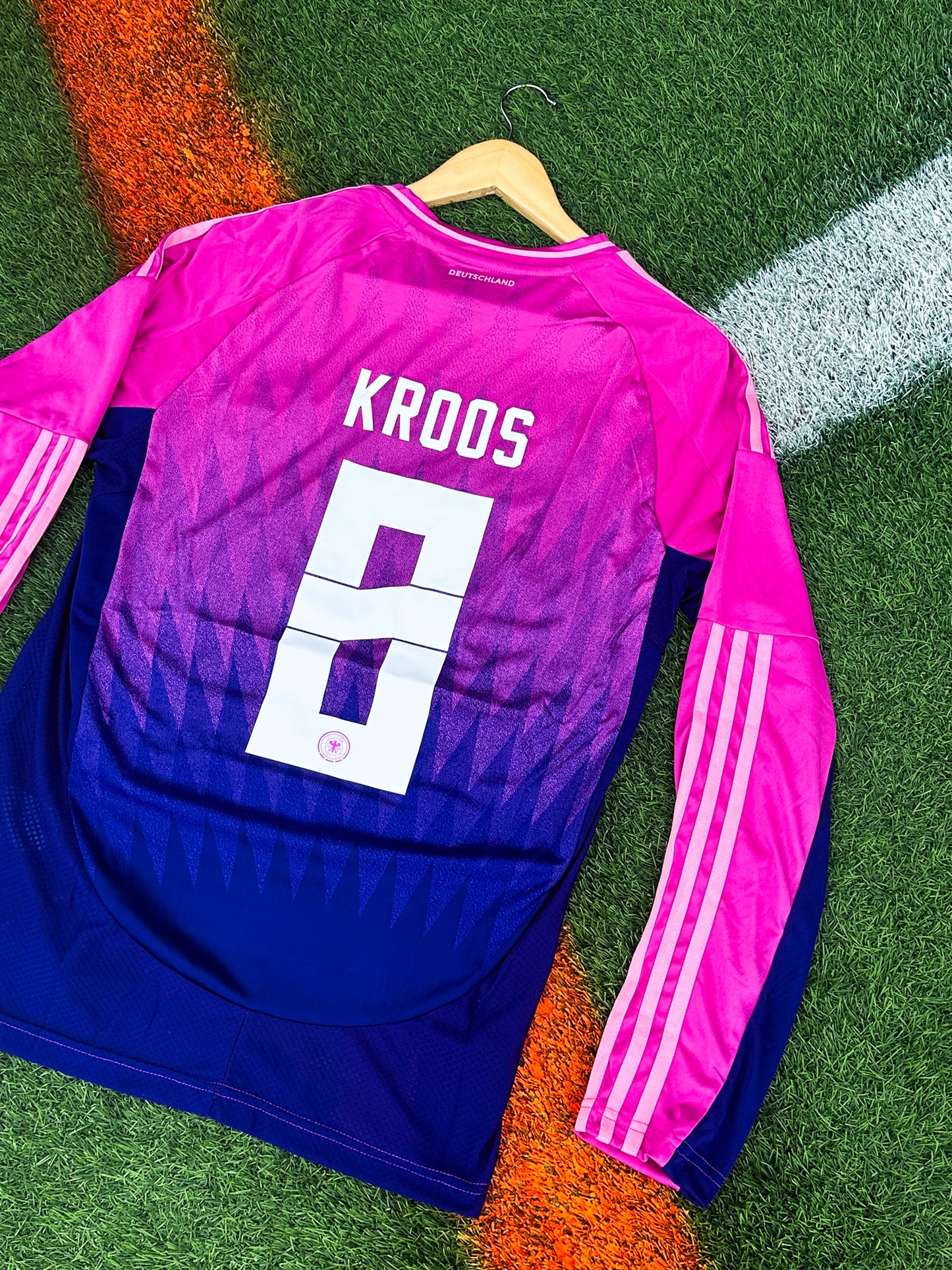 Germany 2024 Away Pink & Purple Adidas Soccer Jersey- Kroos 8– Bold Gradient Kit for the Euros and the Streets
