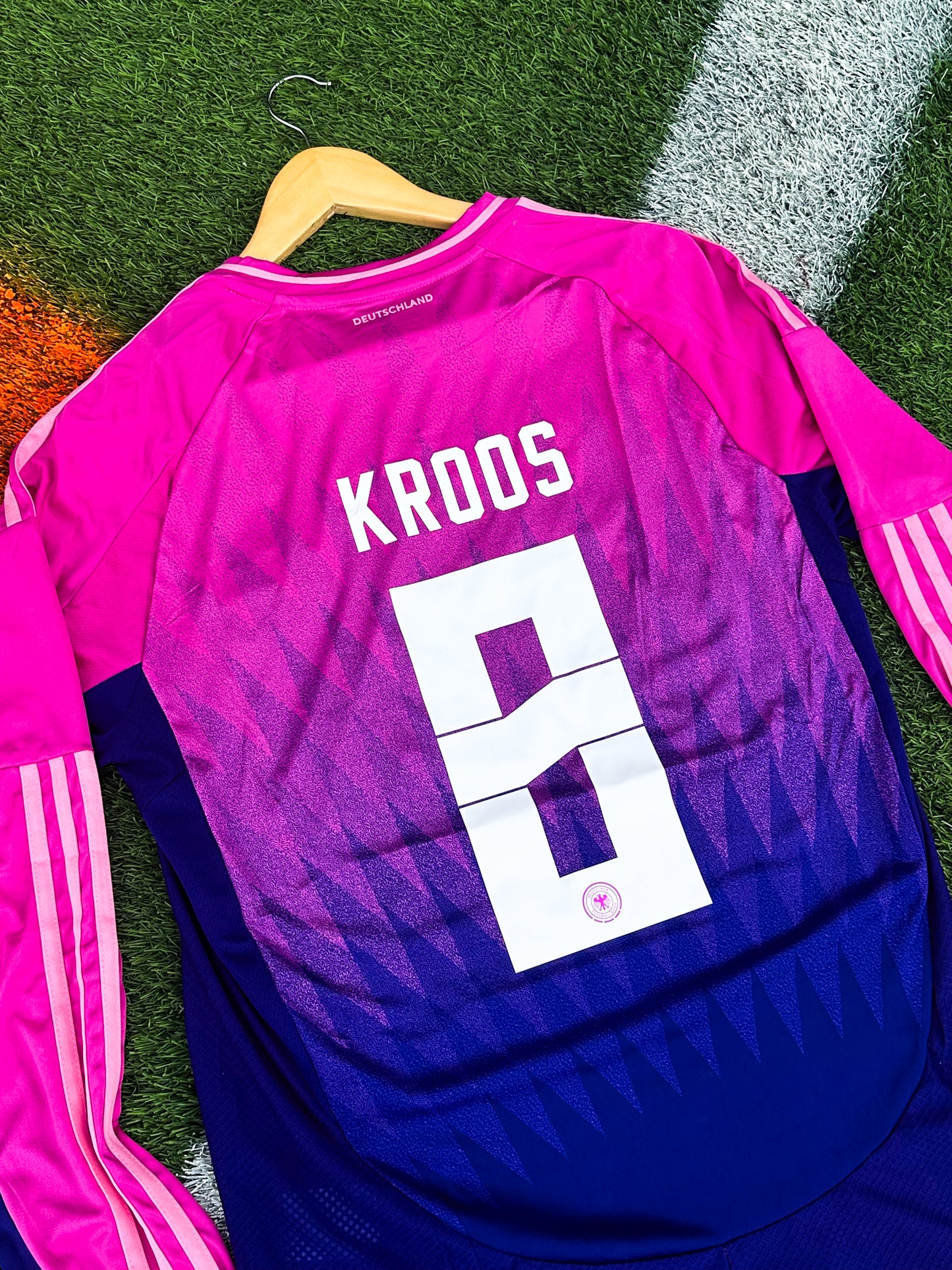 Germany 2024 Away Pink & Purple Adidas Soccer Jersey- Kroos 8– Bold Gradient Kit for the Euros and the Streets