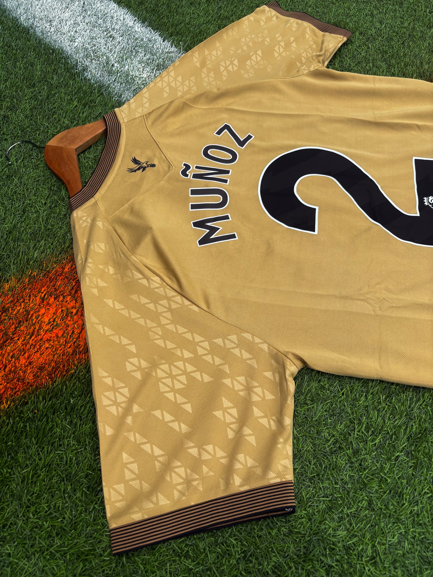 Crystal Palace 2025‑26 Away Jersey – Gold & Black – Muñoz #2