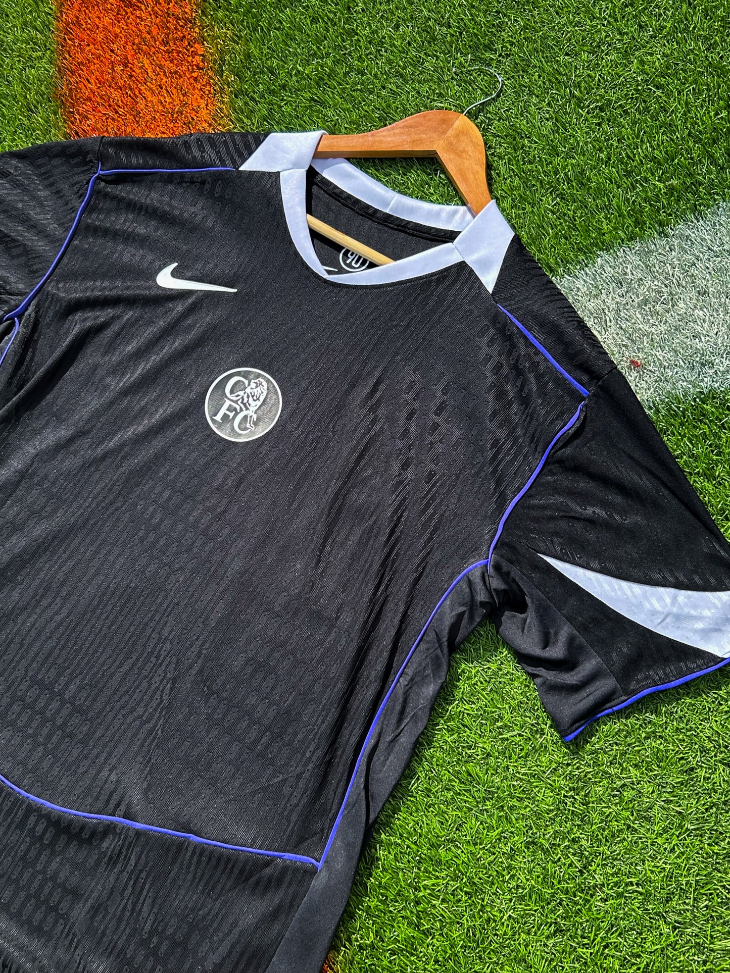 Chelsea 2025–26 Third Jersey – Black & Game Royal – Total 90 Anniversary Edition