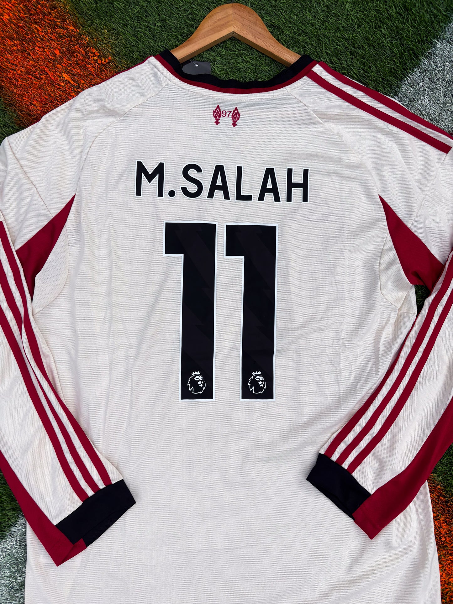 Liverpool 2025–26 Away Jersey – Cream Off‑White with Red & Black Trim