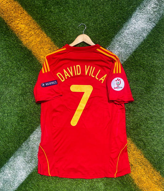 Spain 2008 Home Euro Jersey – David Villa 7 Champions Edition