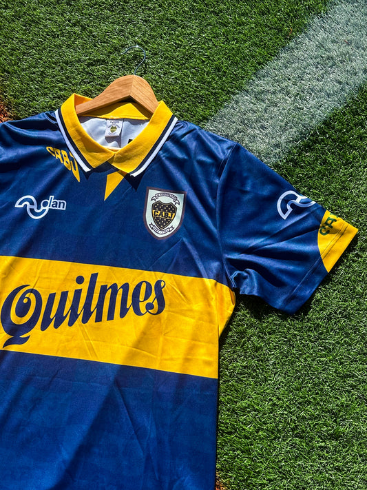 Boca Juniors 1995/1996 Home Jersey – Quilmes Sponsor Vintage Blue & Gold Classic