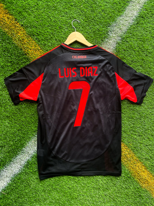 Colombia 2024 Away James RodrÃguez #10 & Luis DÃaz #7 Soccer Jersey – Copa América Black Edition by Adidas - Five Of Cups Official