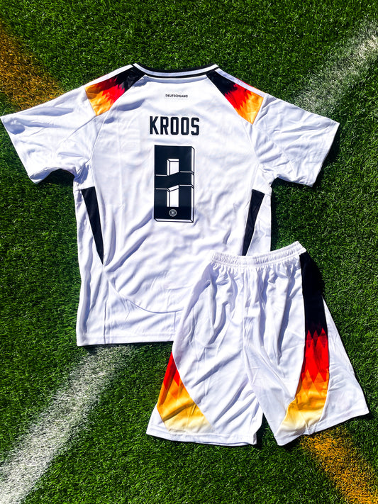 Germany 2024 Home Kroos #8 Kids Jersey – White Adidas Youth Kit for the Euros and Future Stars - Five Of Cups Official