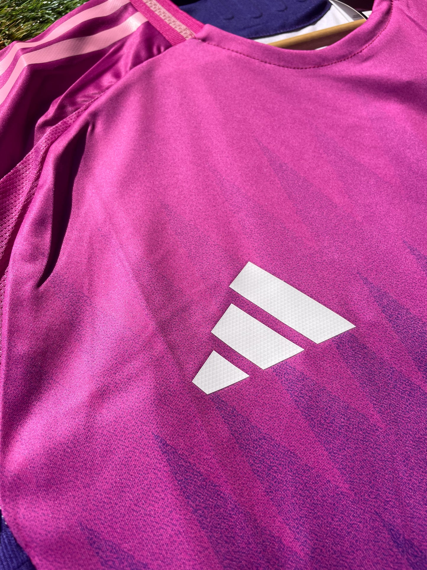 Close-up of Adidas logo and DFB crest on chest