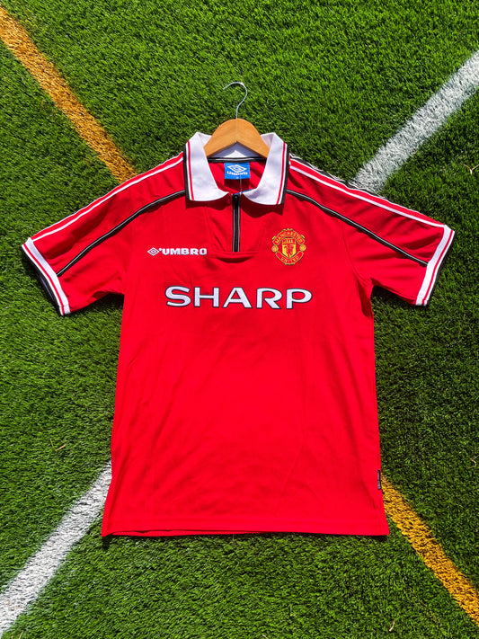 Manchester United 1998 Home Beckham 7- Vintage Treble Winning Soccer Jersey - Five Of Cups Official