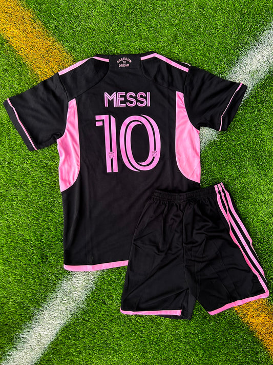 Inter Miami 2023/2024 Kids Away Messi #10 Black Jersey – Sleek Design for the Next Generation - Five Of Cups Official