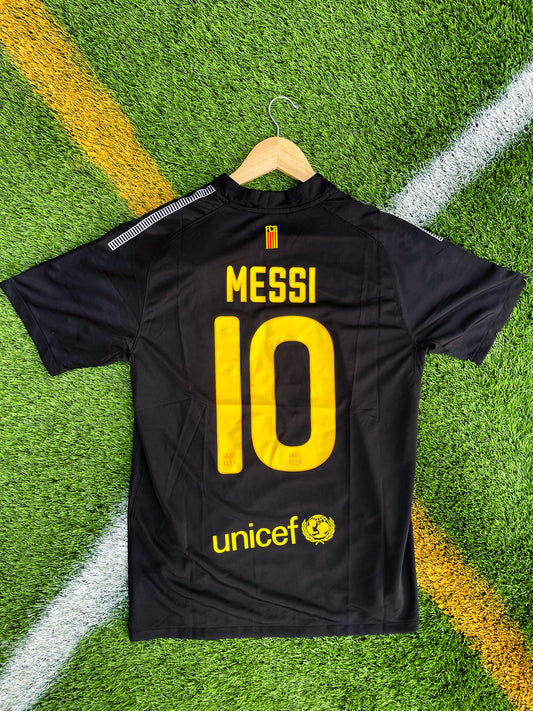 Barcelona 2011–12 Away Jersey Messi #10 – Vintage Nike Black La Liga Football Shirt - Five Of Cups Official