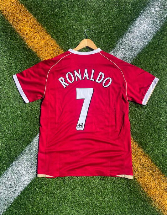 Manchester United 2006–2007 Home Jersey Ronaldo #7 – Red AIG Vintage Nike Football Shirt - Five Of Cups Official