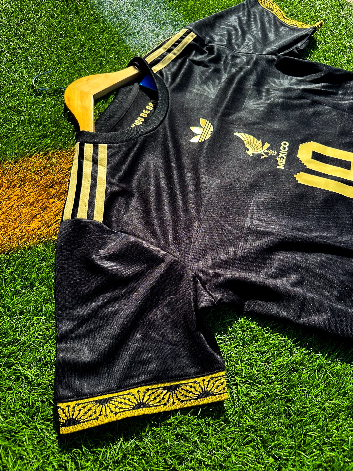 Close-up of embroidered Mexican Football Federation crest