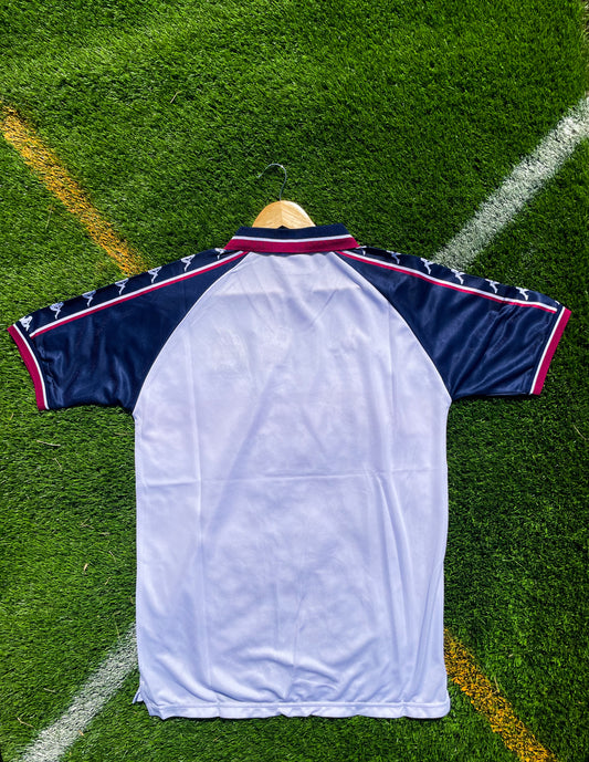 Manchester City 1997–1998 Away Jersey – White Blue and Red Vintage Brother Soccer Shirt - Five Of Cups Official