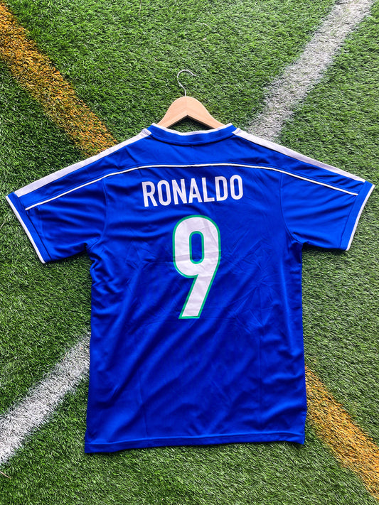 Brazil 1998 Away Ronaldo #9 Vintage Nike Soccer Jersey – Retro World Cup Runner-Ups Classic - Five Of Cups Official