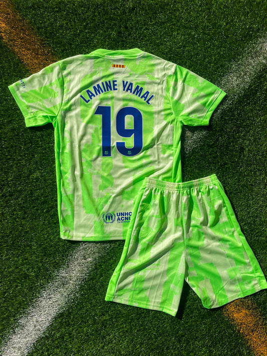 FC Barcelona 2024-2025 Third Kids Jersey – Lamine Yamal #19 Modern Green Football Shirt - Five Of Cups Official