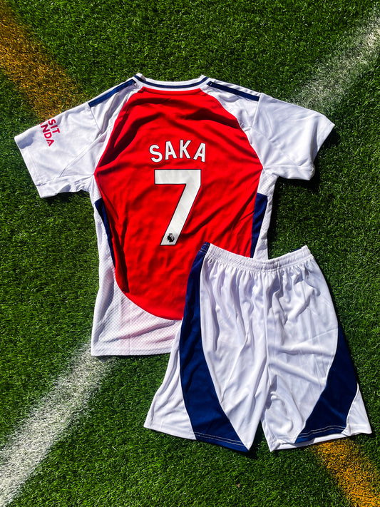 Arsenal 2024 Home Kids Jersey Saka #7 – Youth Red Adidas Soccer Kit with Modern Gunners Style - Five Of Cups Official
