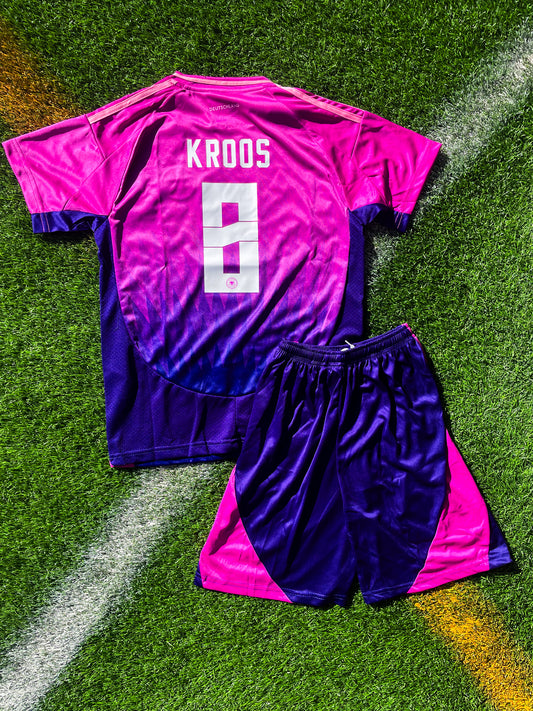 Germany 2024 Away Kroos #8 Kids Jersey – Pink & Purple Adidas Youth Kit for Future Ballers - Five Of Cups Official