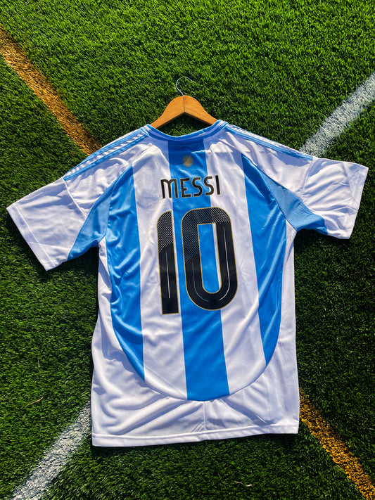 Argentina 2024 Home Messi #10 Vintage Adidas Soccer Jersey – Copa América Champions Kit - Five Of Cups Official