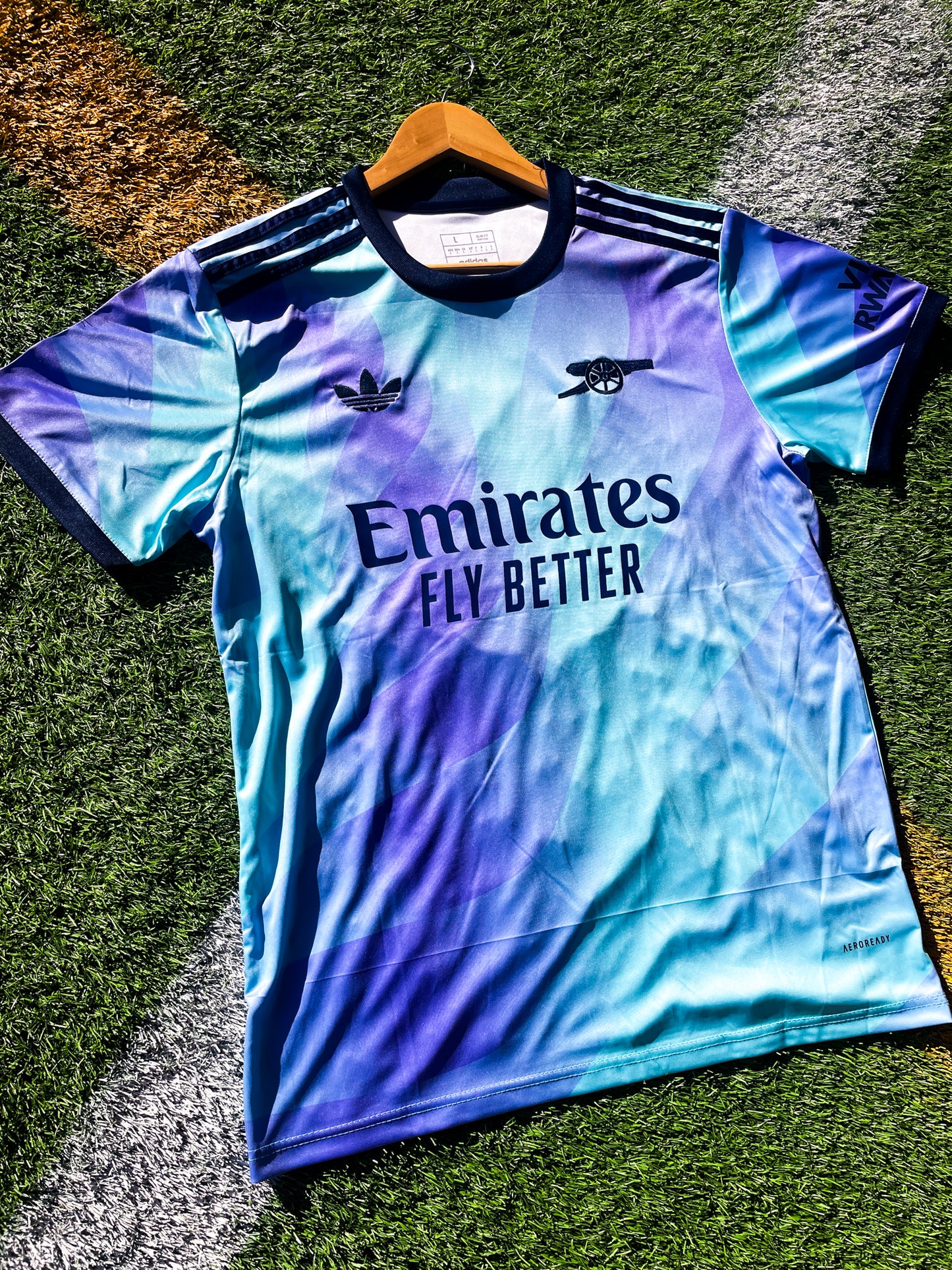 Side angle showing fabric texture and unique color gradients