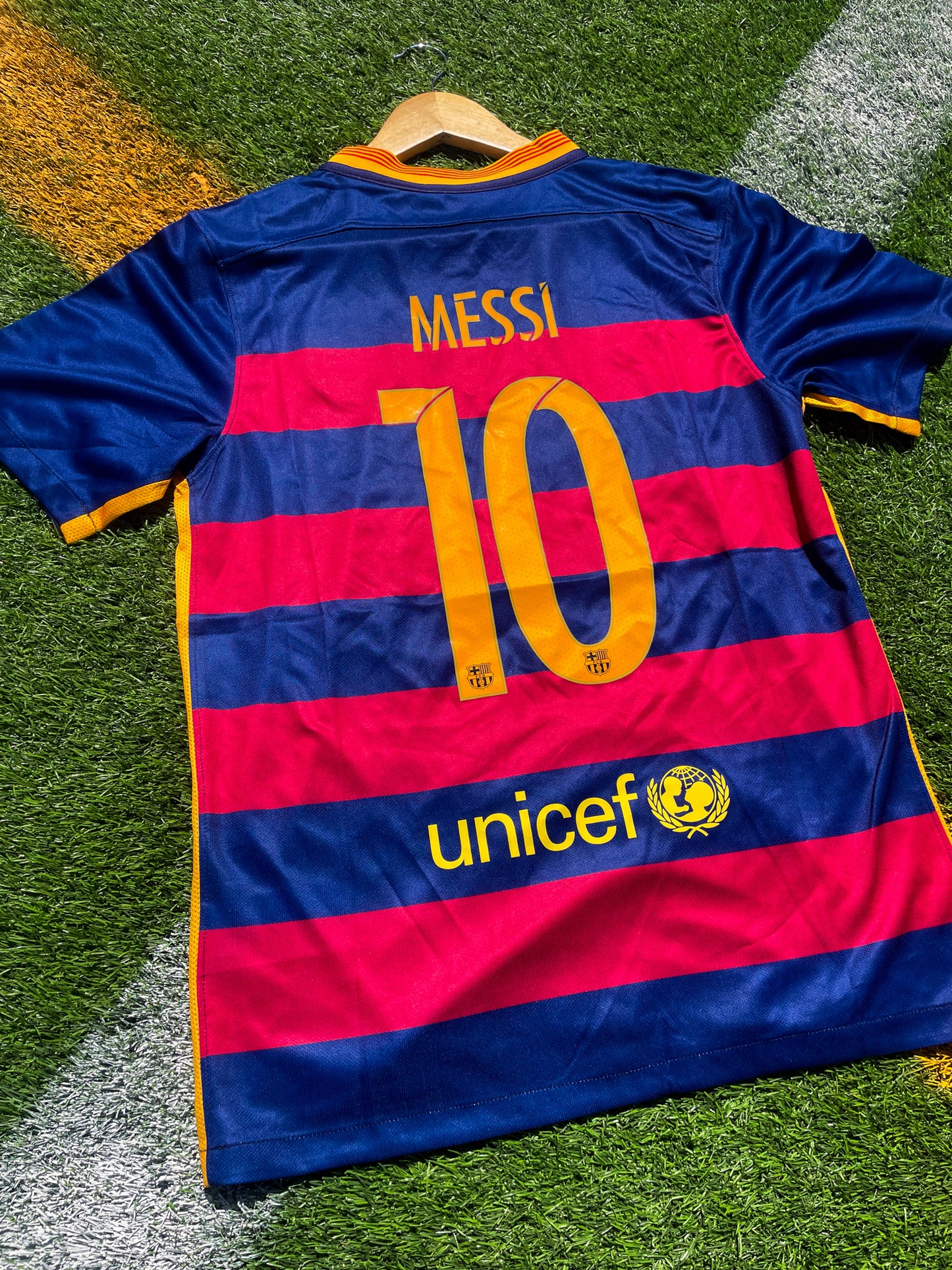 Barcelona 2015–16 Home Jersey Neymar #11 & Messi #10 – Iconic La Liga Nike Striped Vintage Football Shirt - Five Of Cups Official