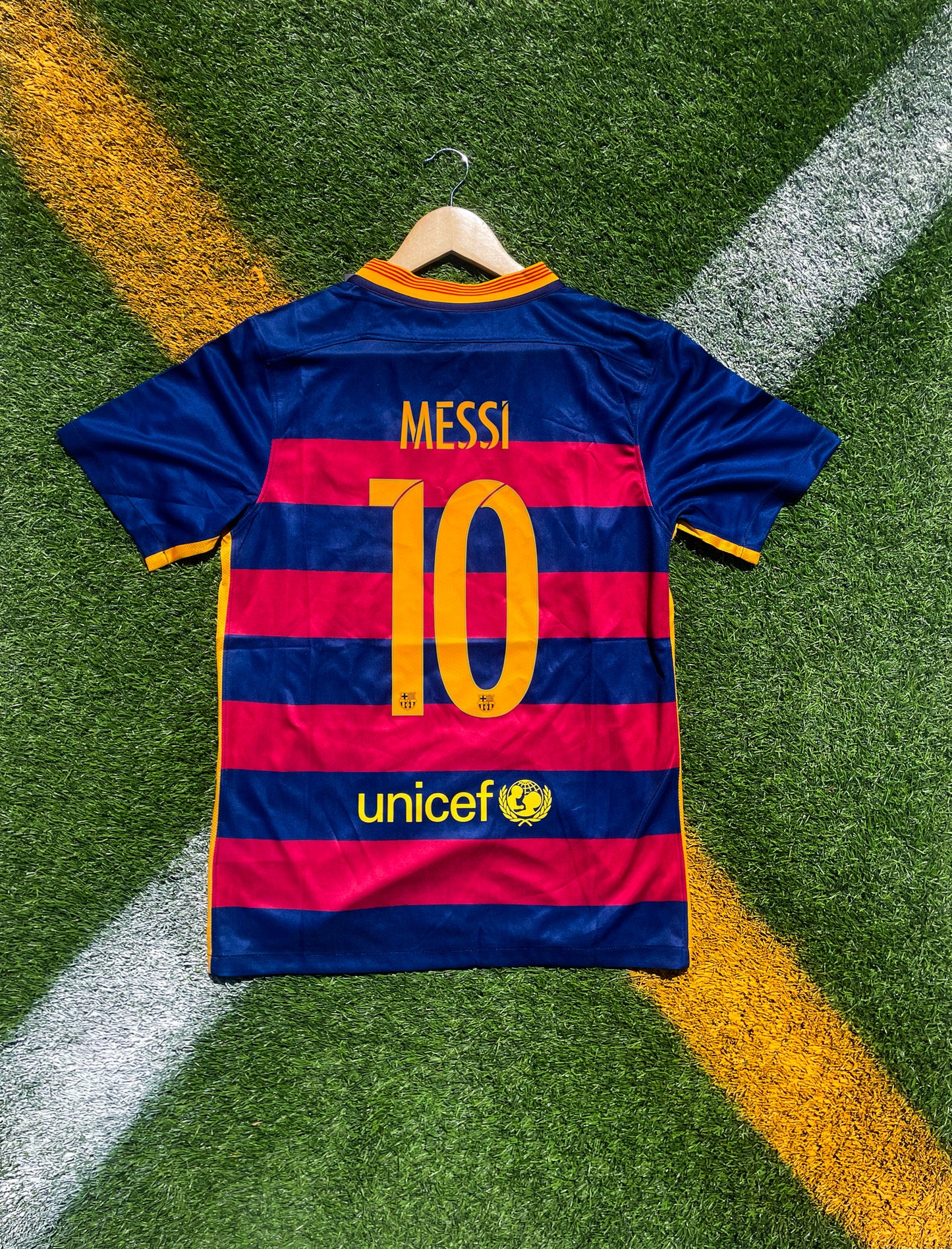 Back of the jersey with Neymar #11 and Messi #10