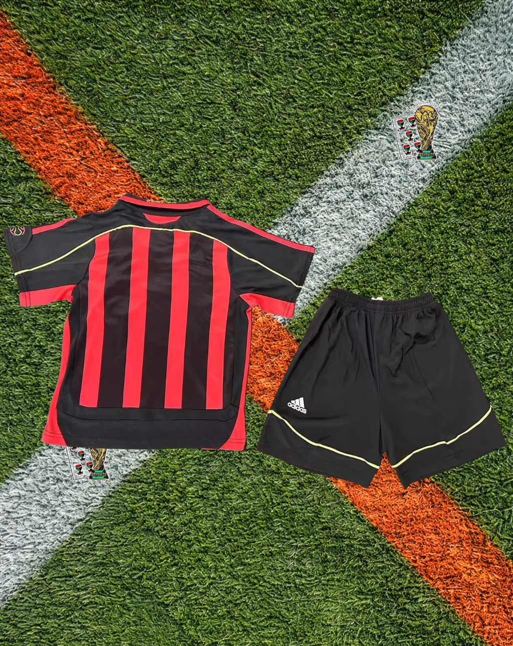 AC Milan 2007-08 Home Jersey – Bwin Gold Piping Youth Edition