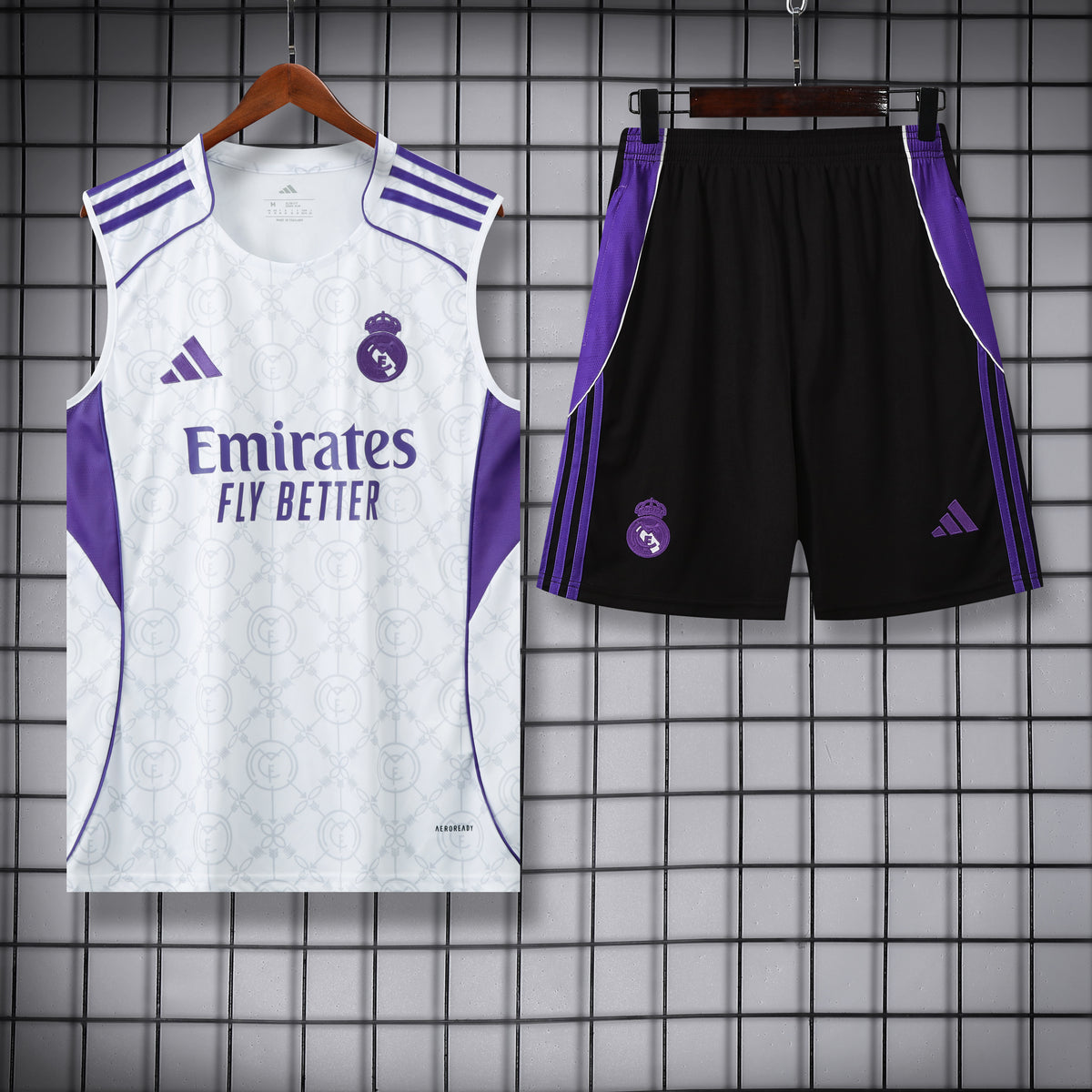 Real Madrid Training Vest Set – White Ghost Print Edition